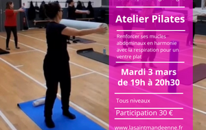 ATELIER PILATES - SÉVERINE - MARDI 3/03 - 19H-20H30